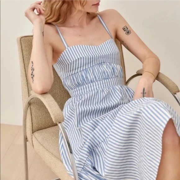 Reformation Lauretta Dress Monday Stripe - Picture 7 of 8